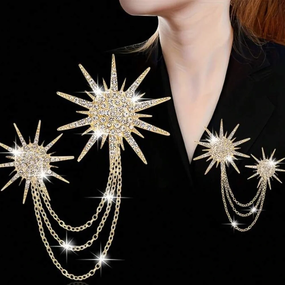 ๐๐๐ โSUN EXPLOSION GOLD STARBURSTโ CRYSTAL BROOCHโ๏ธ๐๐๐ - Picture 1 of 4